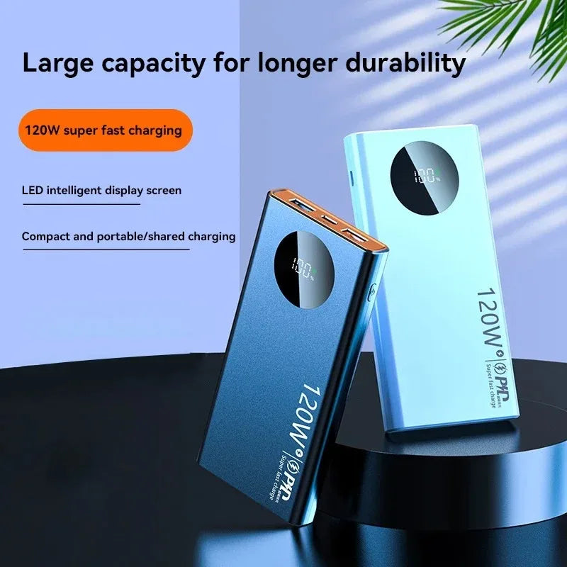 120W 100000mAh High Capacity Power Bank Fast Charging Powerbank Portable Battery Charger For iPhone Samsung Huawei