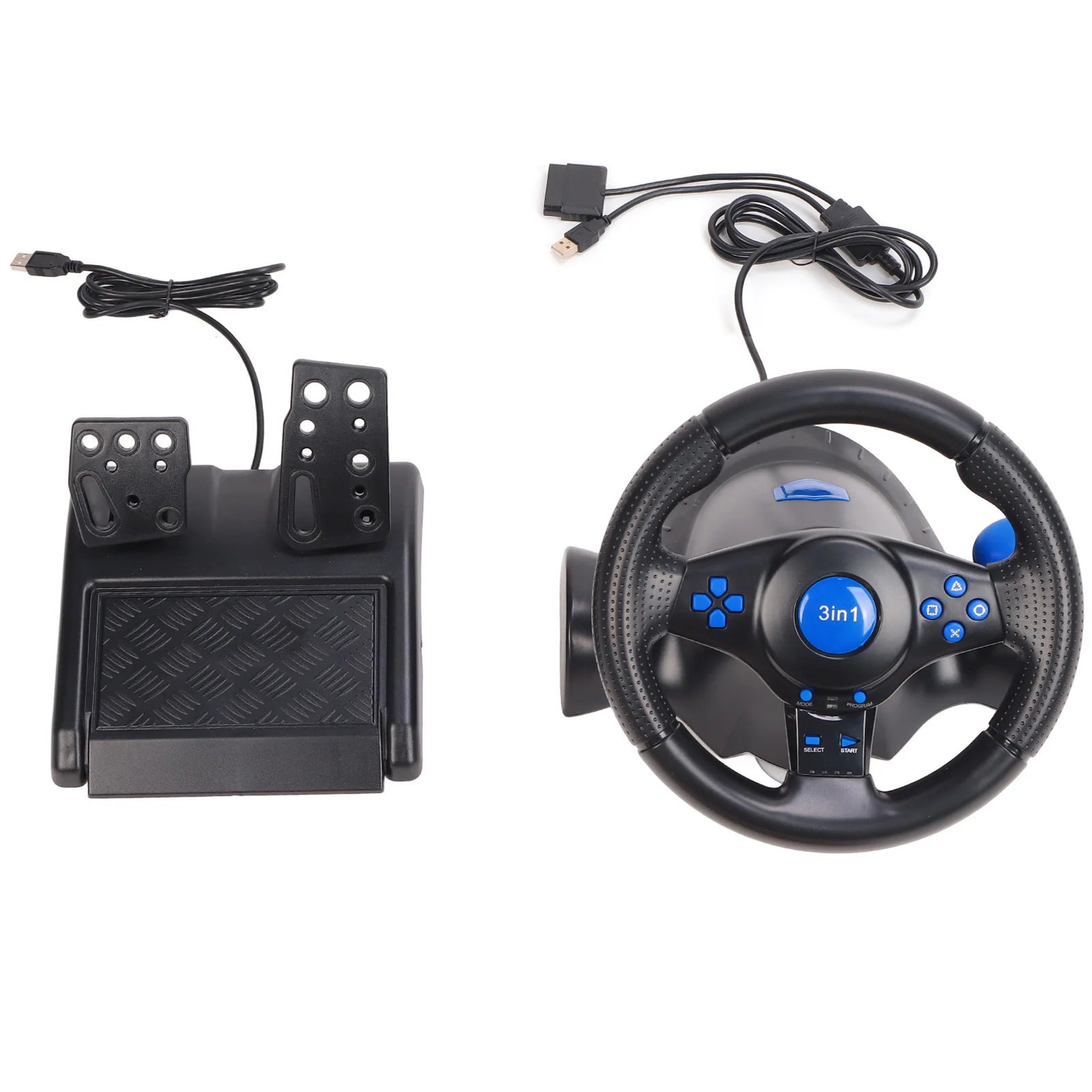Gaming Steering Wheel 180 Degree Rotation Multifunctional 3 in 1 Game Racing Wheel with Pedals for PC