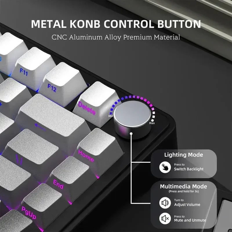 ATTACK SHARK X85 Mechanical Keyboard RGB Backlight Tri-Mode Connection Wireless Bluetooth Hot-Swappable Sideway Gaming Keycaps