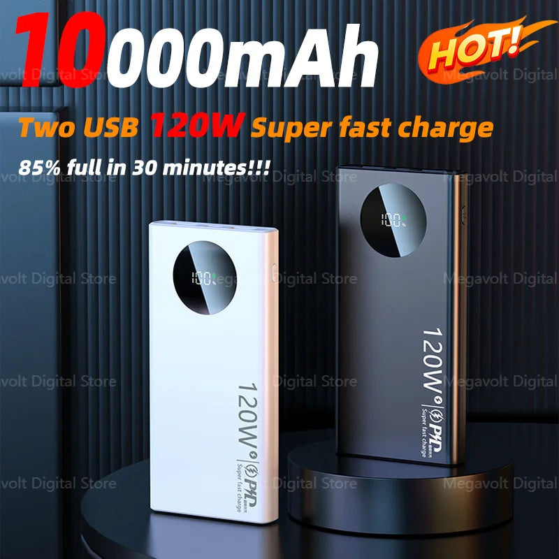 120W 100000mAh High Capacity Power Bank Fast Charging Powerbank Portable Battery Charger For iPhone Samsung Huawei