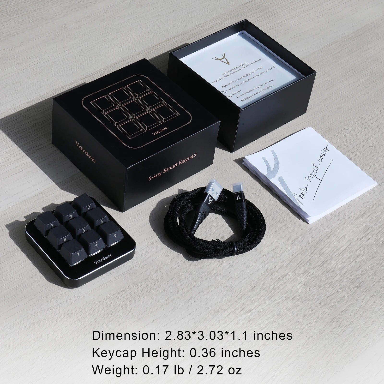 Multifunctional Keyboard with 9 Fully Programmable Keys Macro Setting for Graphic Design Edite & Gaming OSU / Pen Tablet Display