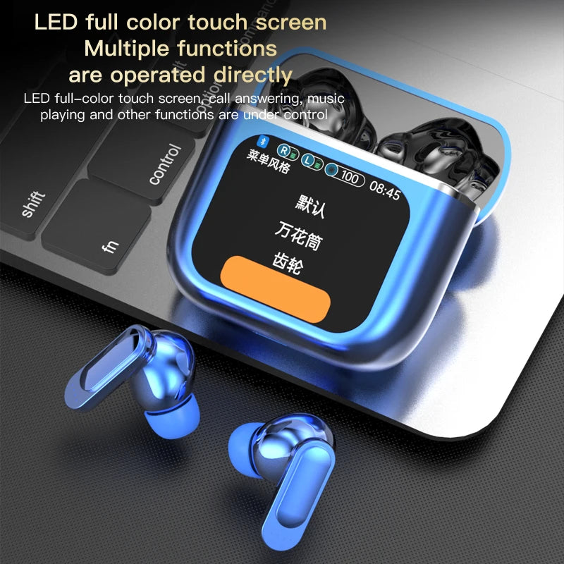 2024 New Touch Screen ANC Wireless Earphone TWS Noise Cancelling ENC Call Earbud Bluetooth 5.3 Long Battery Life HiFi Headphones