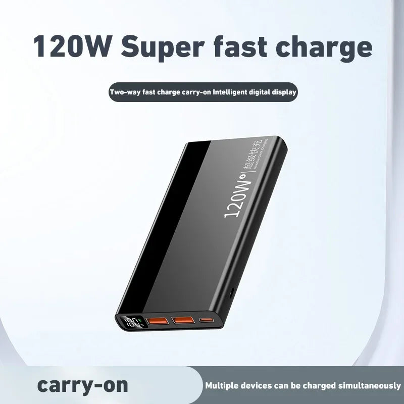 Lenovo New 120W  Fast Charge Powerbank 50000mAh High Capacity Power Bank Portable Battery Charger For iPhone Samsung Huawei