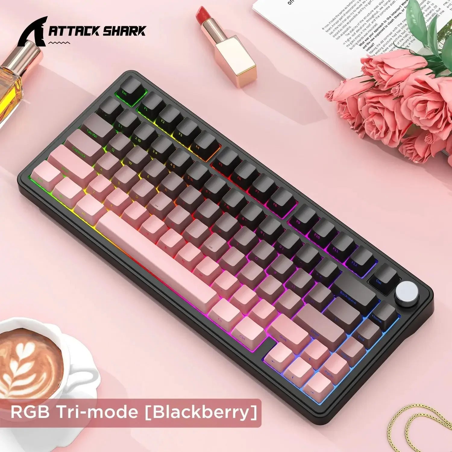 ATTACK SHARK X85 Mechanical Keyboard RGB Backlight Tri-Mode Connection Wireless Bluetooth Hot-Swappable Sideway Gaming Keycaps
