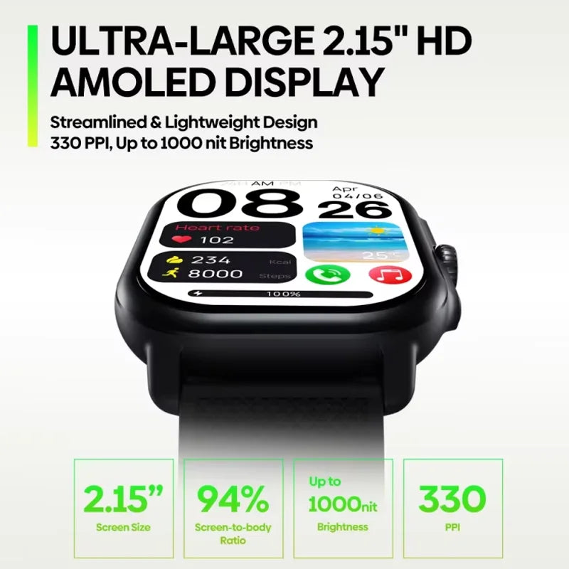 Bluetooth-compatible Smartwatch Answer/Make Calls 2.15in AMOLED Display Fitness Watch Built-in GPS & Route Import for Women Men