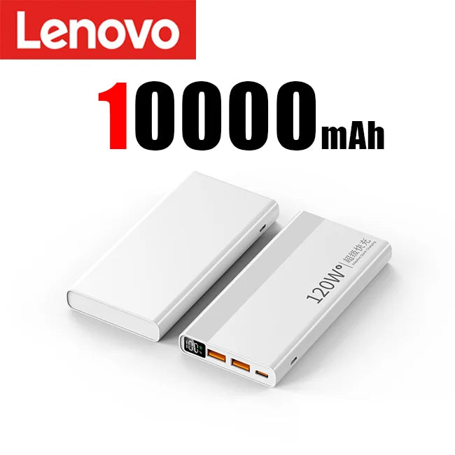Lenovo New 120W  Fast Charge Powerbank 50000mAh High Capacity Power Bank Portable Battery Charger For iPhone Samsung Huawei