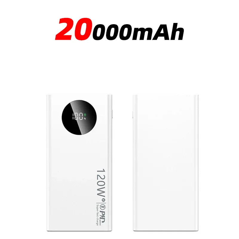 120W 100000mAh High Capacity Power Bank Fast Charging Powerbank Portable Battery Charger For iPhone Samsung Huawei
