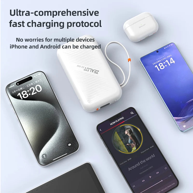 zealot Power Bank Portable 20000mAh in With USB C Cable External Spare Battery Pack for iPhone iPad Macbook 22.5W Fast Charger