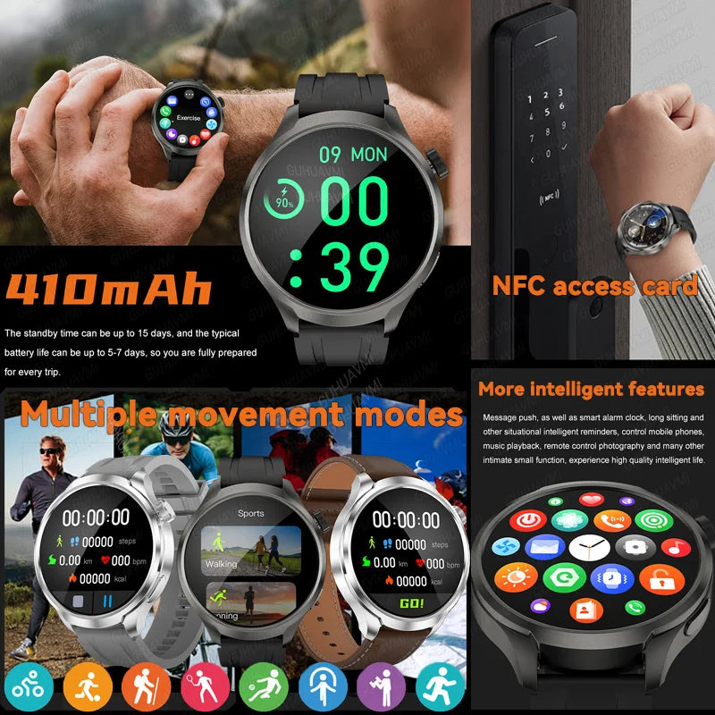 For HUAWEI GPS Outdoor fitness NFC Smart Watch Men 1.85 Inch AMOLED Screen  Bluetooth Call IP67 Waterproof Man SmartWatches 2025