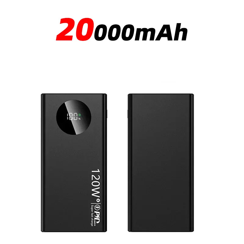 120W 100000mAh High Capacity Power Bank Fast Charging Powerbank Portable Battery Charger For iPhone Samsung Huawei