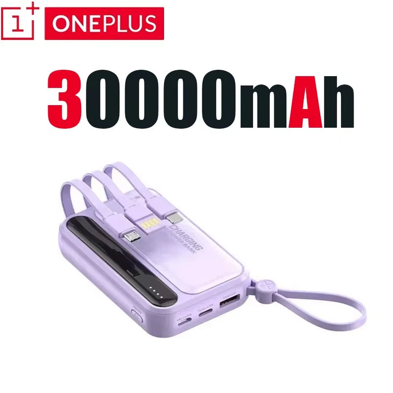Oneplus Built in Cables Power Bank 4 In1 50000mAh Large Capacity Intelligent Digital Display Light Portable Battery for Iphone