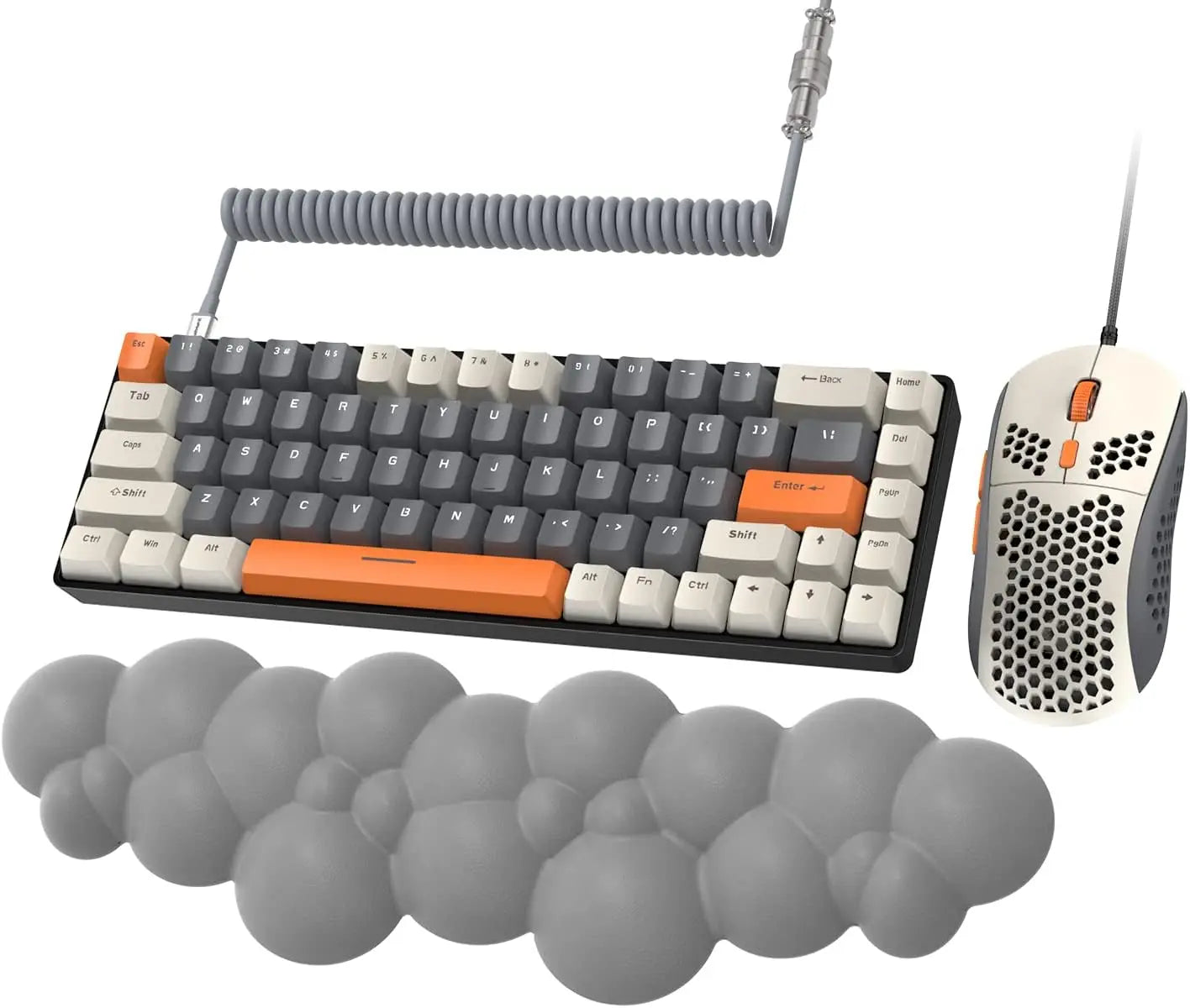 T8 Wired 65% Mechanical Gaming Keyboard and Mouse Combo, RGB Backlit Anti-ghosting TKL Mini 68 Key Coiled C to A Cable Tactile