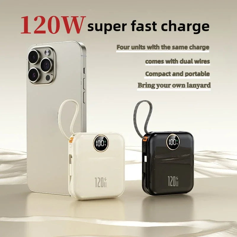 20000mAh Portable Power Bank 120W Fast Charging Phone Charger Digital Display Powerbank for IPhone Xiaomi External Spare Battery