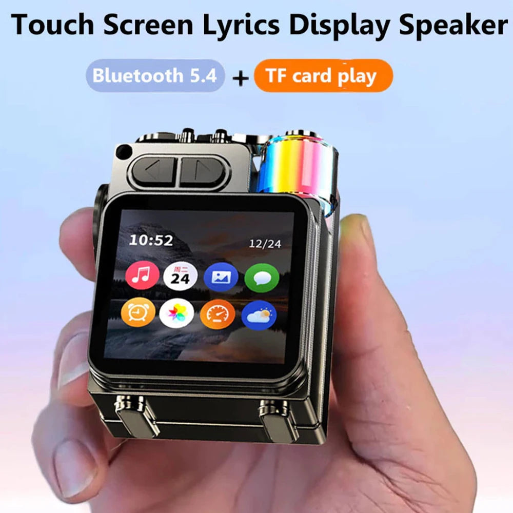 Portable Wireless Bluetooth Speaker Stereo Surround Metallic Outdoor Speaker LED Display Screen with RGB Desktop Subwoofer