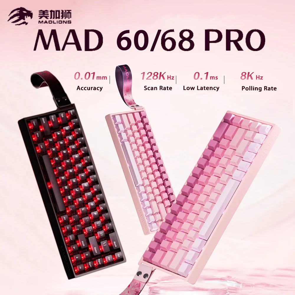 MADLIONS MAD 60/68 HE Mechanical Keyboard Magnetic Switch Rapid Trigger 8K RGB Gaming Keyboard Valorant Gamer PC Accessories