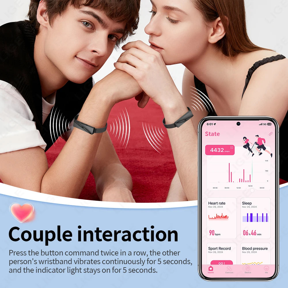 LIGE Call Reminder Smartwatch Band for Men Women Sports Fitness Tracker Smart Bracelet Heart Rate Blood Oxygen Monitor Pedometer