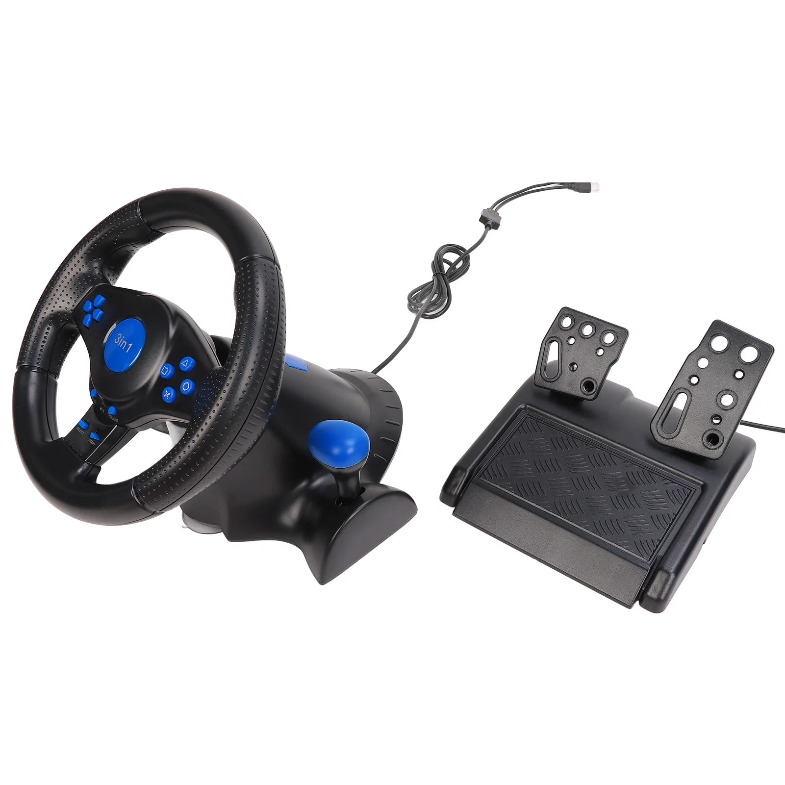 Gaming Steering Wheel 180 Degree Rotation Multifunctional 3 in 1 Game Racing Wheel with Pedals for PC