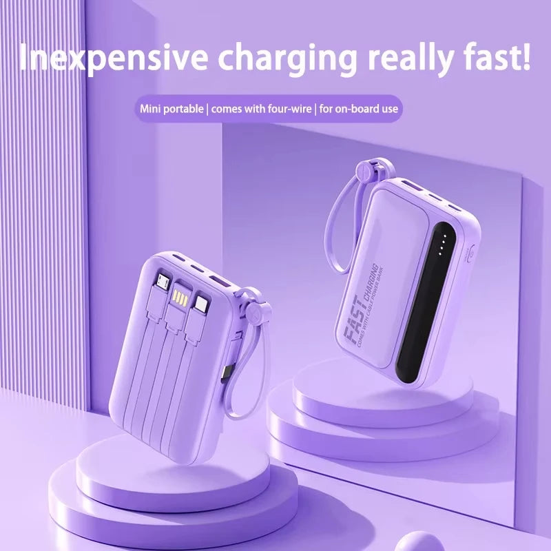 Oneplus Built in Cables Power Bank 4 In1 50000mAh Large Capacity Intelligent Digital Display Light Portable Battery for Iphone