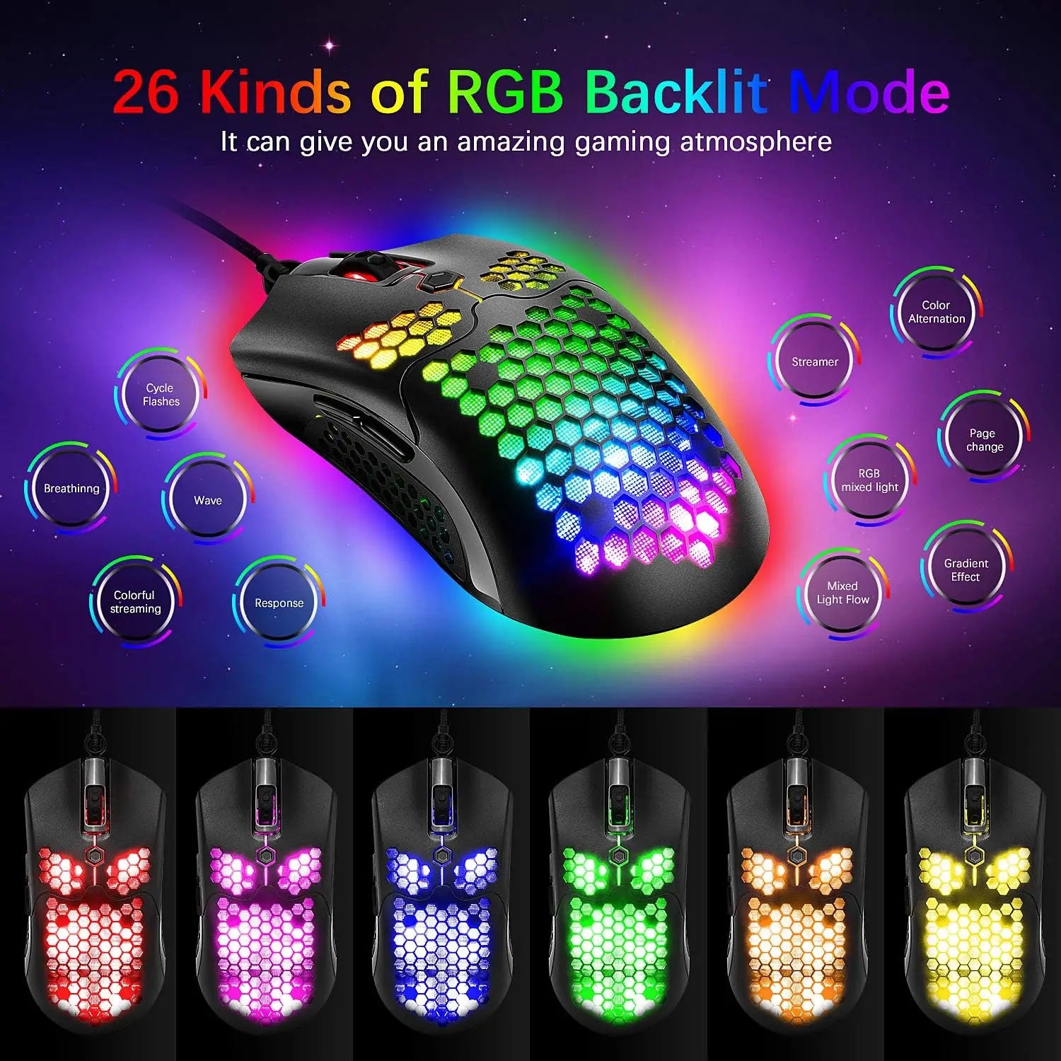 MAMBANAKE x ZIYOUANG AK33 Gaming Keyboard,M5 Mouse,Rainbow LED Backlit Mechanical Keyboard