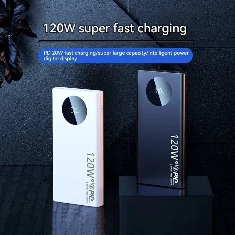 120W 100000mAh High Capacity Power Bank Fast Charging Powerbank Portable Battery Charger For iPhone Samsung Huawei