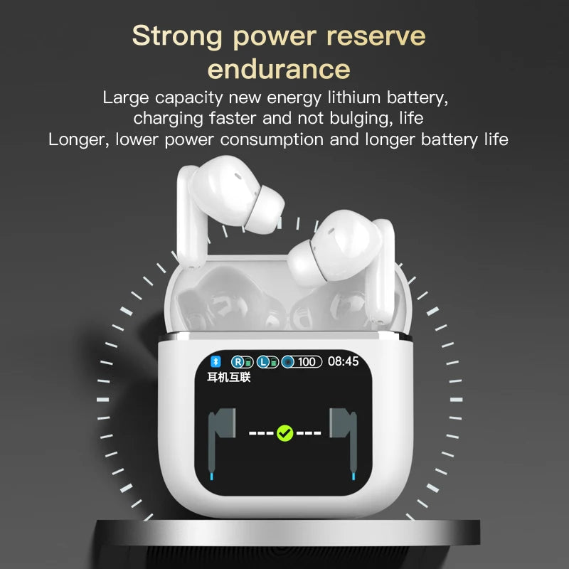 2024 New Touch Screen ANC Wireless Earphone TWS Noise Cancelling ENC Call Earbud Bluetooth 5.3 Long Battery Life HiFi Headphones