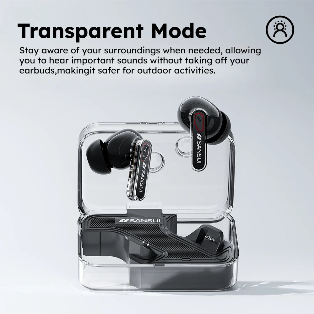 Sansui W7 ANC Bluetooth Earbuds -35dB Active Noise Cancellation Bluetooth 5.4 Headphone IPX4 Waterproof TWS Wireless Earphones