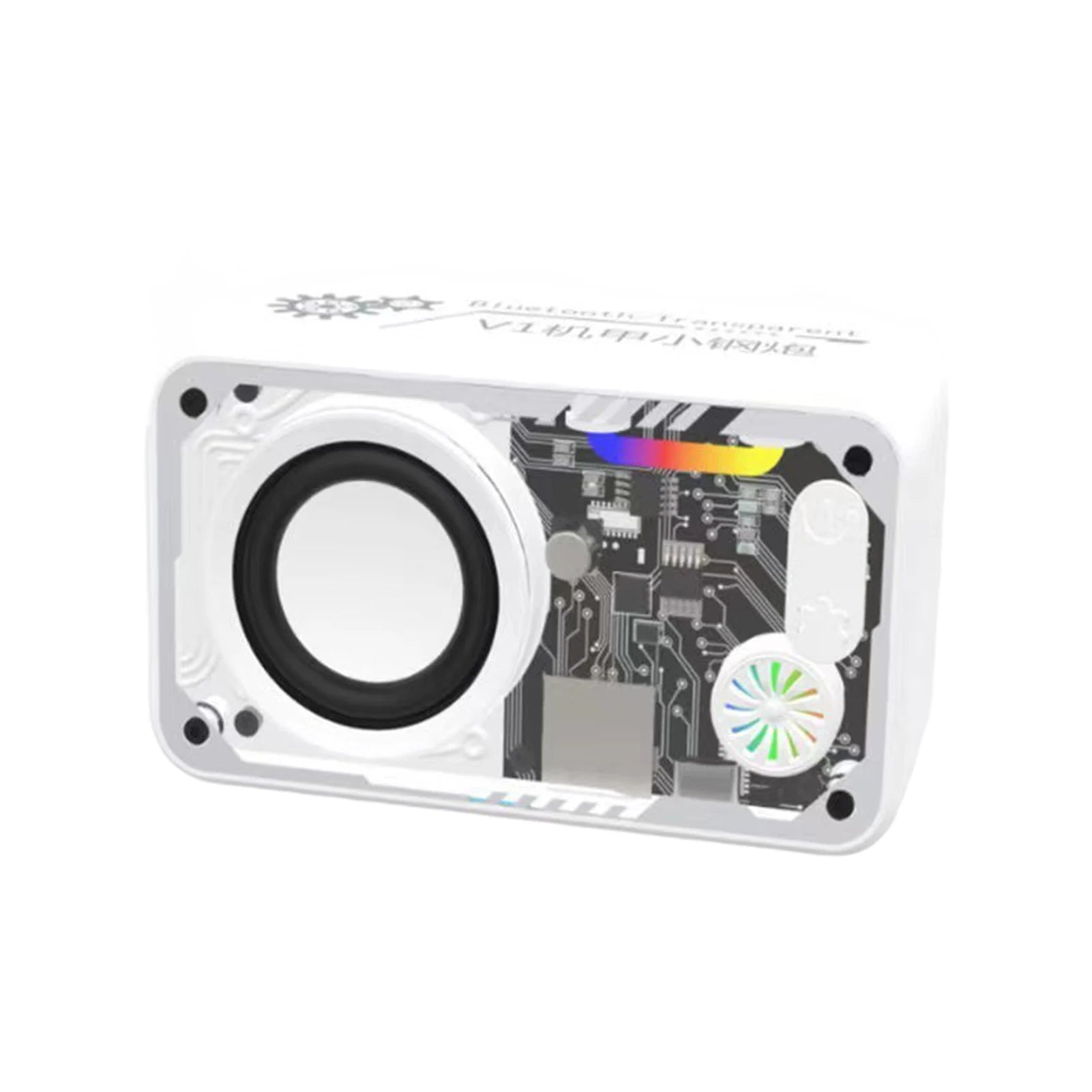 Transparent Mecha Speakers Bluetooth 5.0 Wireless Double Bass Diaphragm Subwoofer Music TWS RGB Light Mini Party Loudspeaker