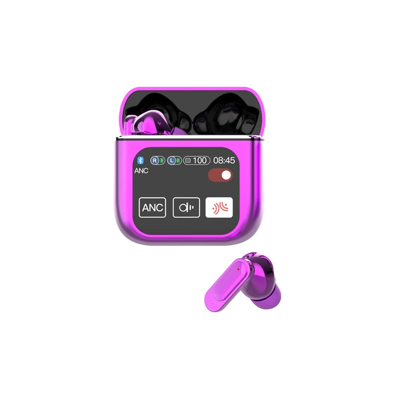 2024 New Touch Screen ANC Wireless Earphone TWS Noise Cancelling ENC Call Earbud Bluetooth 5.3 Long Battery Life HiFi Headphones