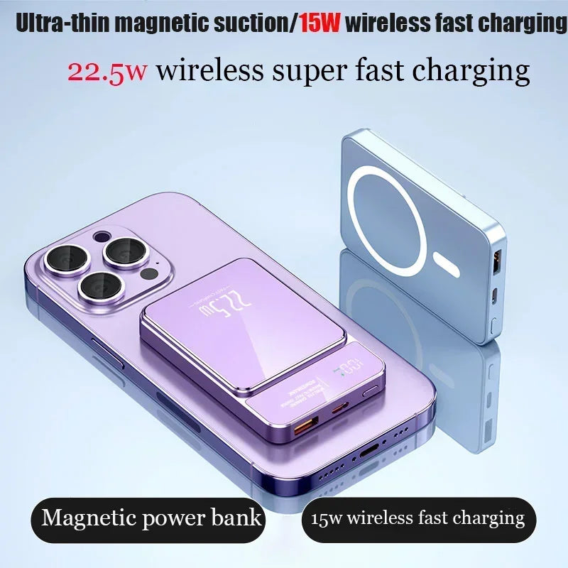 Power Bank 50000mAh Portable Magnetic Fast Wireless Charger for Iphone 12 13 14 Pro Max Macsafe External Auxiliary Battery Pack