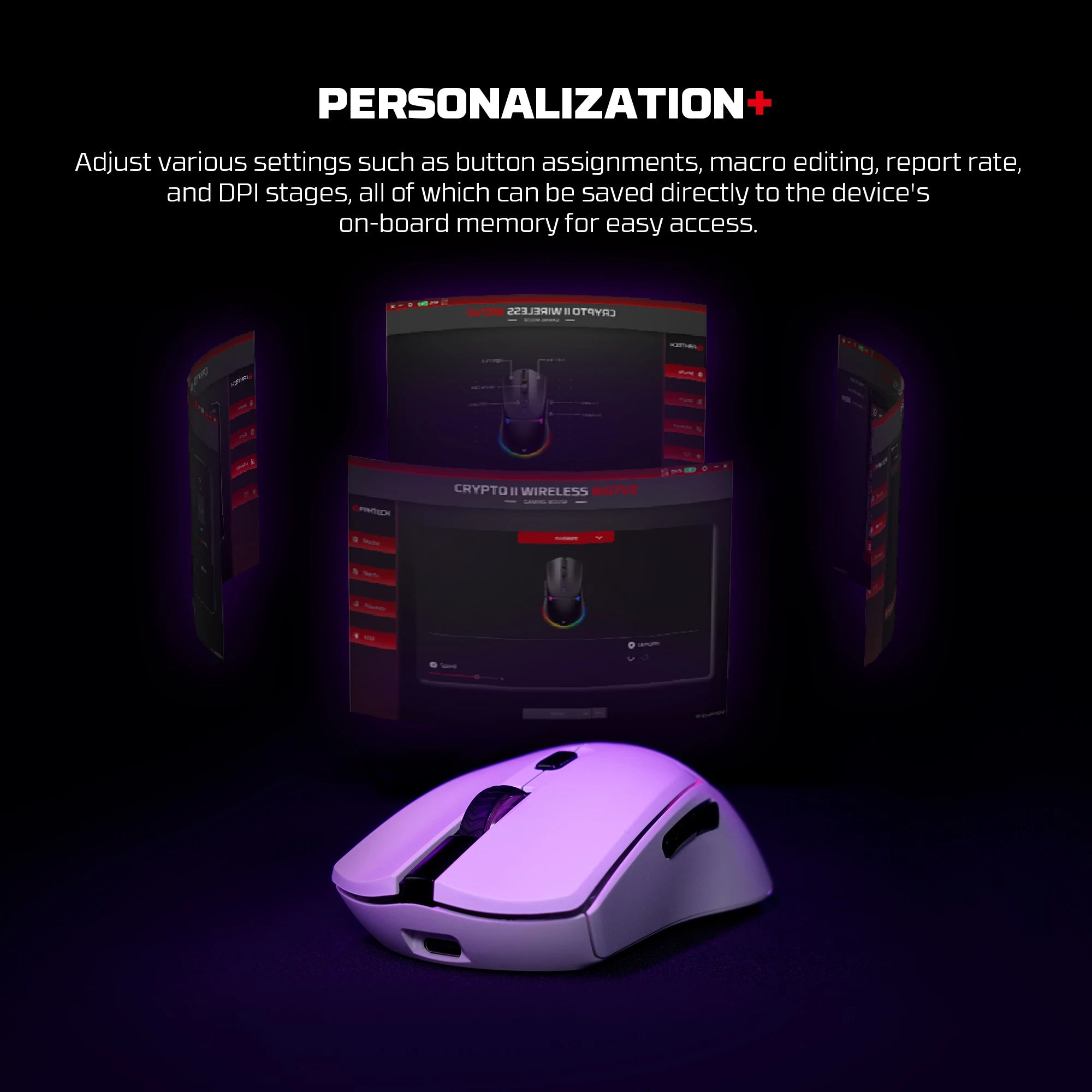 FANTECH CRYPOT II WG7v2 Wireless Gaming Mouse and Wired Mouse 12000DPI ARPG Anti-sweat coating Macro Mic for CSGO LOL