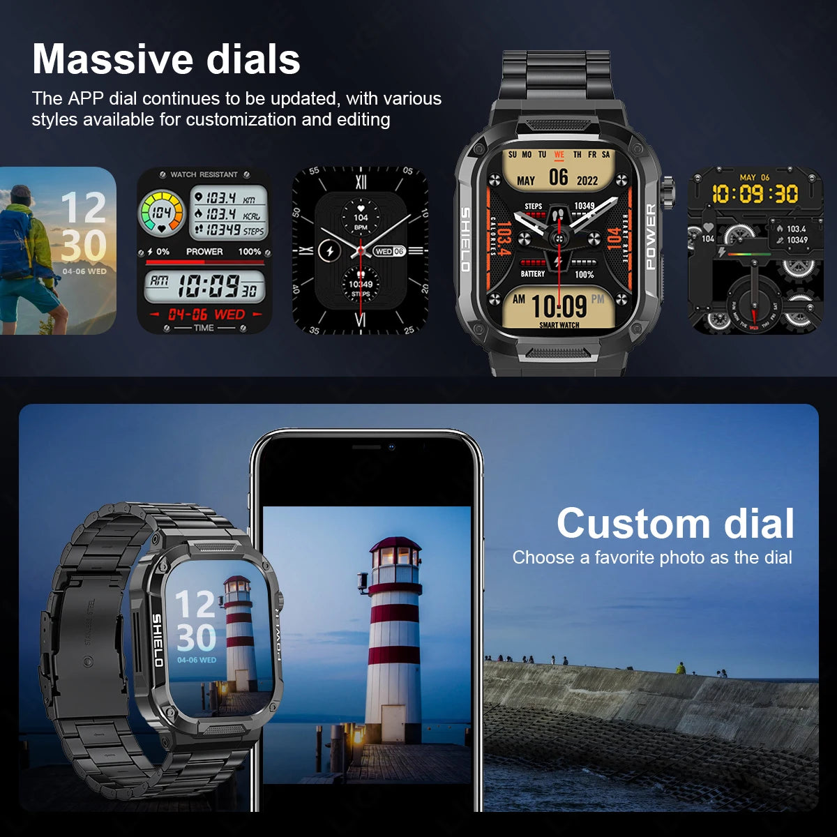 LIGE Outdoor Military Smart Watch Men Voice Assistant Bluetooth Call Smartwatch For Android IOS IP68 Waterproof Fitness Watches