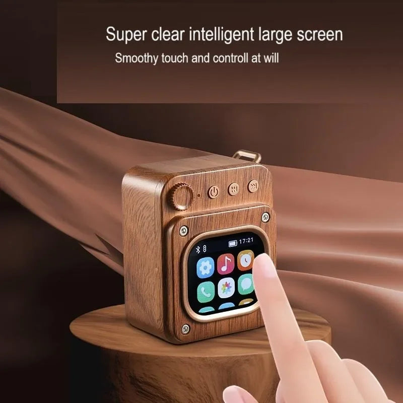 Vintage Bluetooth Speaker Multi-functional Smart Mini Speakers Outdoor Portable Soundbox Touchscreen Pocket Audio with TF Card