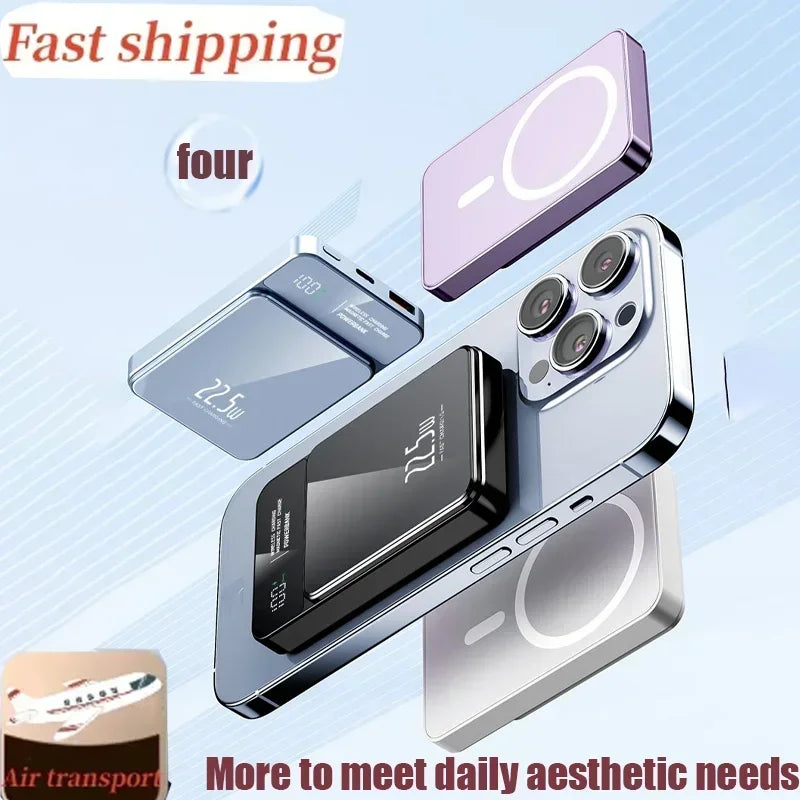 Power Bank 50000mAh Portable Magnetic Fast Wireless Charger for Iphone 12 13 14 Pro Max Macsafe External Auxiliary Battery Pack