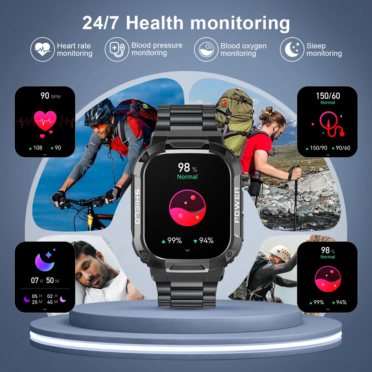 LIGE Outdoor Military Smart Watch Men Voice Assistant Bluetooth Call Smartwatch For Android IOS IP68 Waterproof Fitness Watches