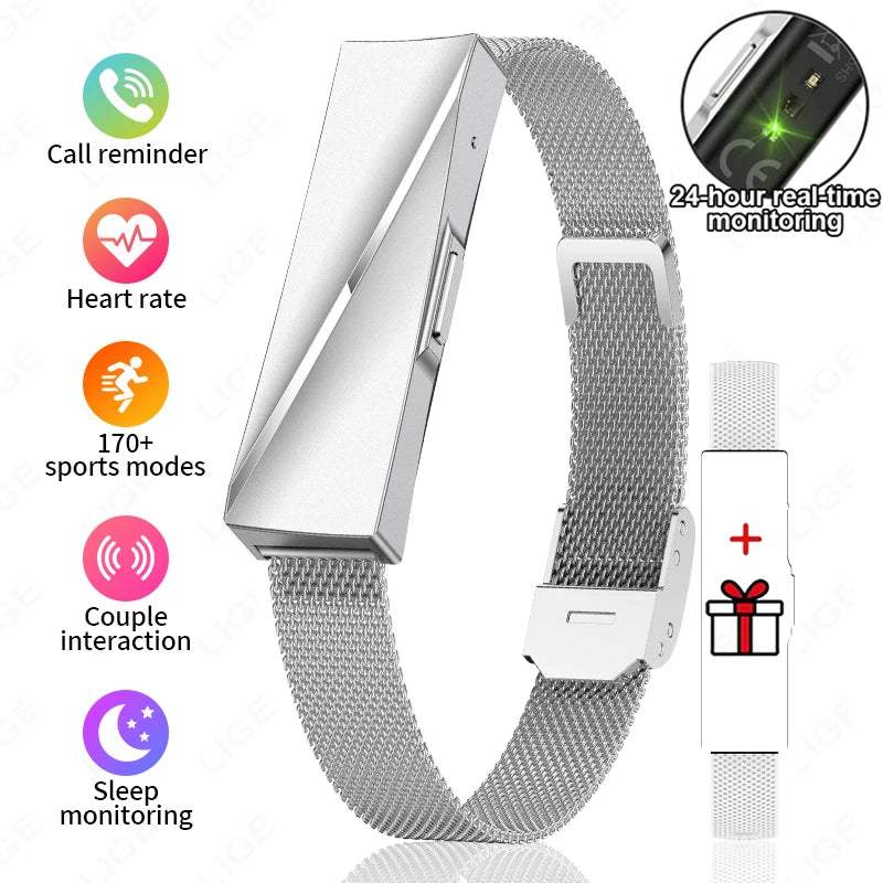 LIGE Call Reminder Smartwatch Band for Men Women Sports Fitness Tracker Smart Bracelet Heart Rate Blood Oxygen Monitor Pedometer