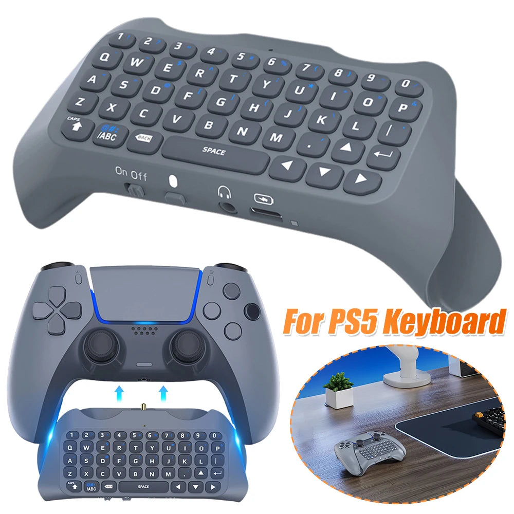 Wireless Controller Keyboard Bluetooth-Compatible 3.0 Controller Chat Pad 3.5mm Gaming Handle Keyboard for PS5 Gamepad