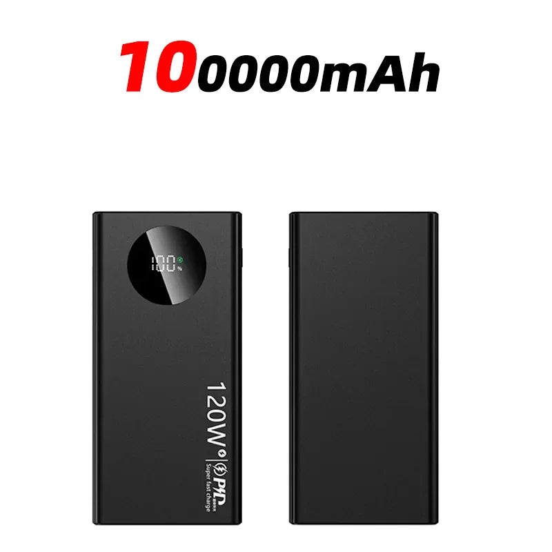 120W 100000mAh High Capacity Power Bank Fast Charging Powerbank Portable Battery Charger For iPhone Samsung Huawei