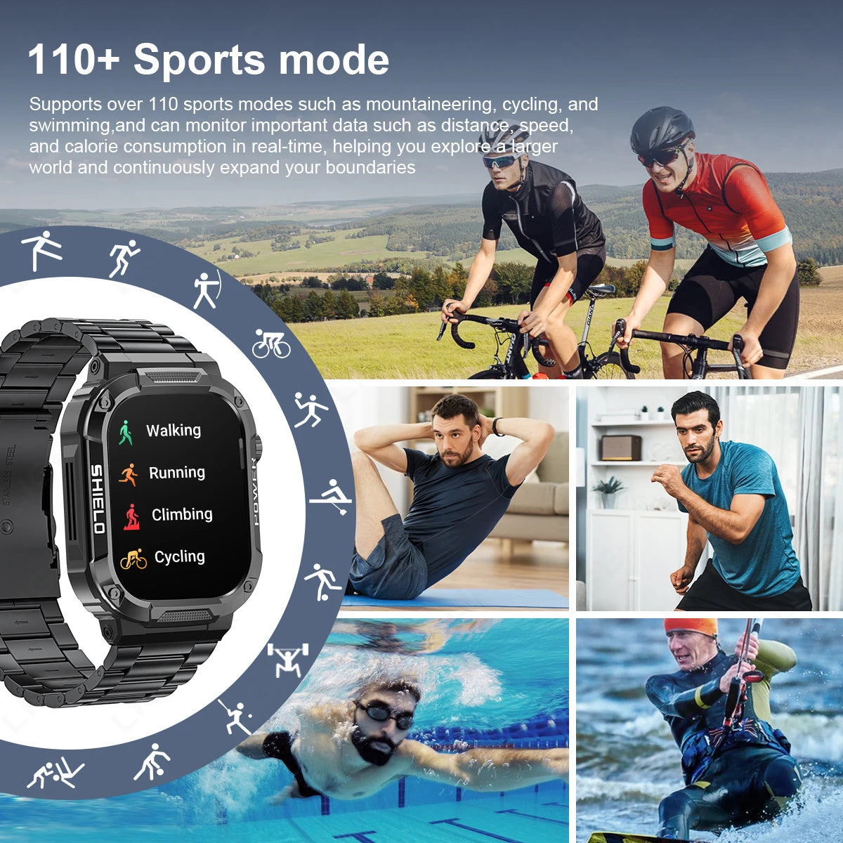 LIGE Outdoor Military Smart Watch Men Voice Assistant Bluetooth Call Smartwatch For Android IOS IP68 Waterproof Fitness Watches