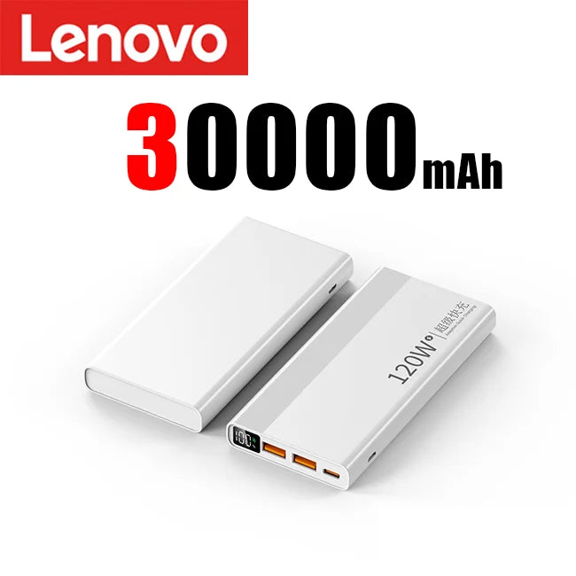 Lenovo New 120W  Fast Charge Powerbank 50000mAh High Capacity Power Bank Portable Battery Charger For iPhone Samsung Huawei