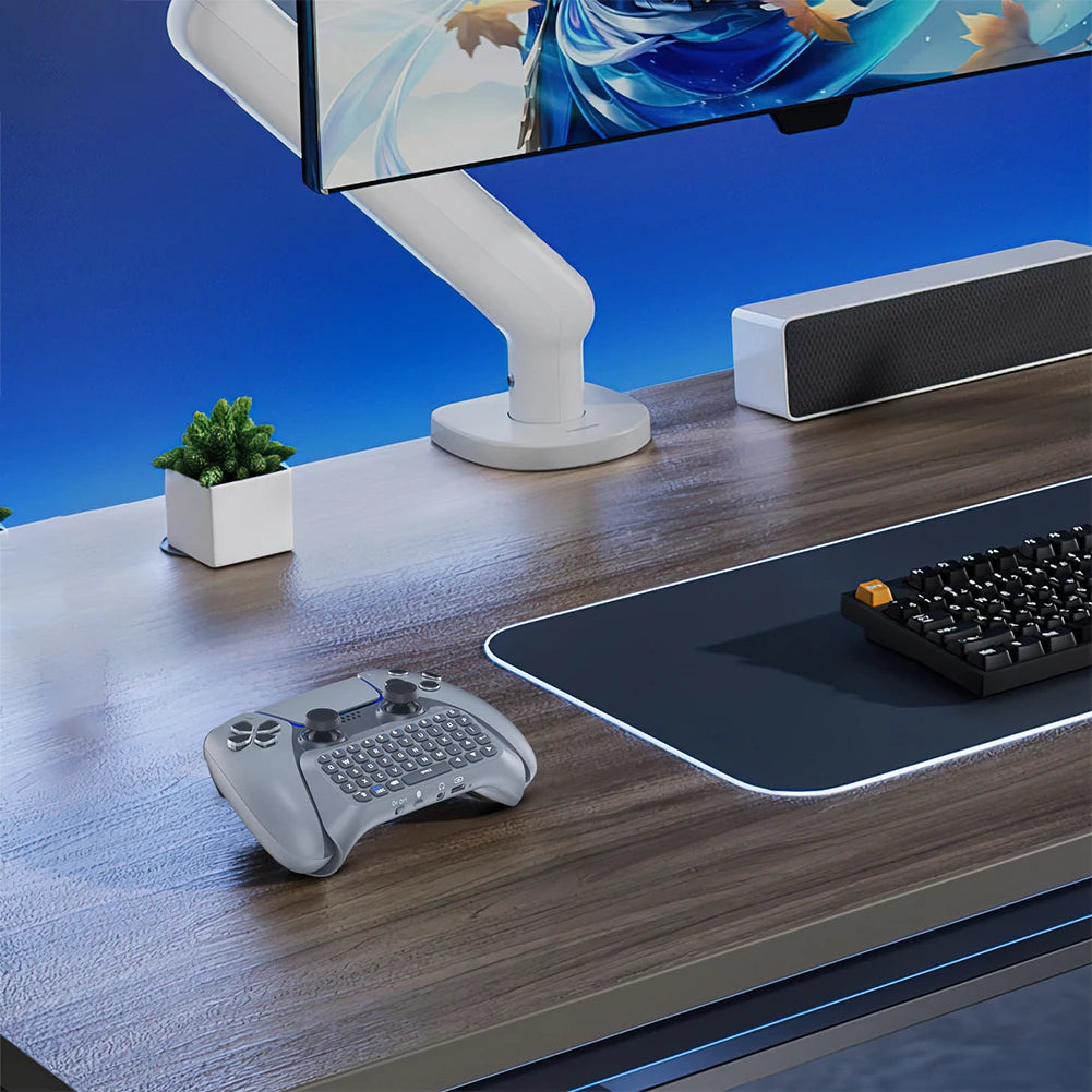 Wireless Controller Keyboard Bluetooth-Compatible 3.0 Controller Chat Pad 3.5mm Gaming Handle Keyboard for PS5 Gamepad