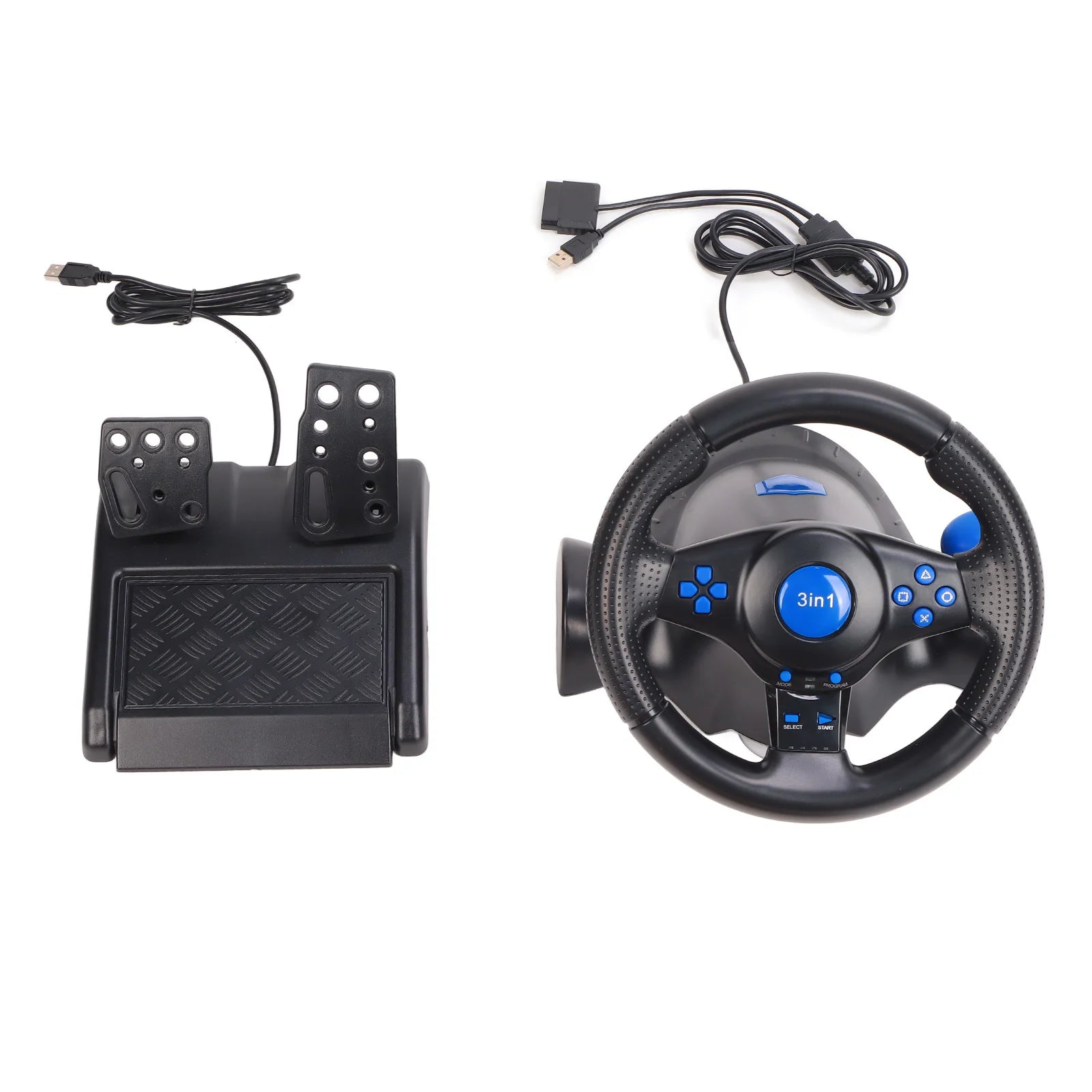 Gaming Steering Wheel 180 Degree Rotation Multifunctional 3 in 1 Game Racing Wheel with Pedals for PC