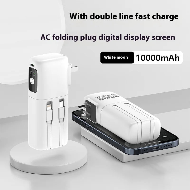 Ultra Thin 22.5W Super Fast Charging Power Bank With Built-in Cables AC Charger 10000mah Portable Charger For iphone 16 Samsung