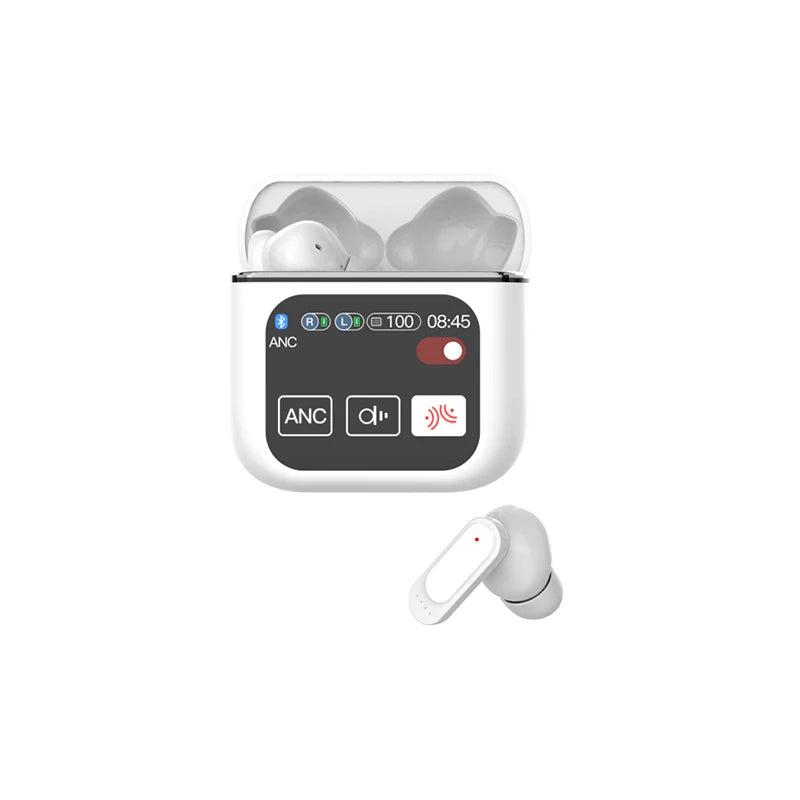 2024 New Touch Screen ANC Wireless Earphone TWS Noise Cancelling ENC Call Earbud Bluetooth 5.3 Long Battery Life HiFi Headphones