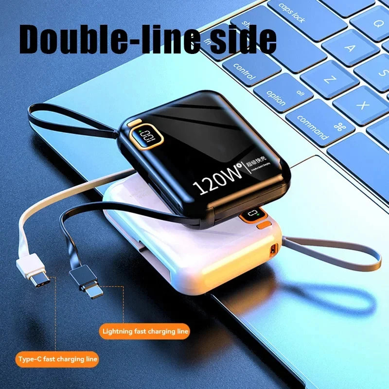 50000mAh 120W Large Capacity Mini Portable Power Bank Effective Digital Display 2in1 Fast charging Power Bank For Iphone Huawei