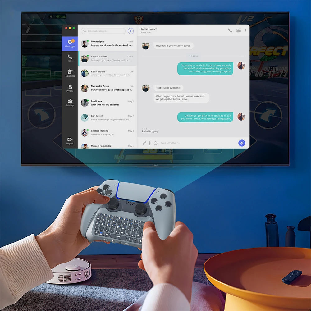 Wireless Controller Keyboard Bluetooth-Compatible 3.0 Controller Chat Pad 3.5mm Gaming Handle Keyboard for PS5 Gamepad