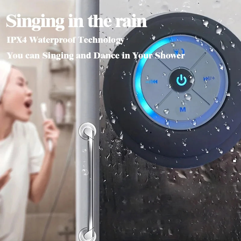 JBJW Q9 Waterproof Bathroom Wireless Speaker Large Suction Cup Bluetooth TF/USB LED Light Portable High Fidelity Mini Subwoofer
