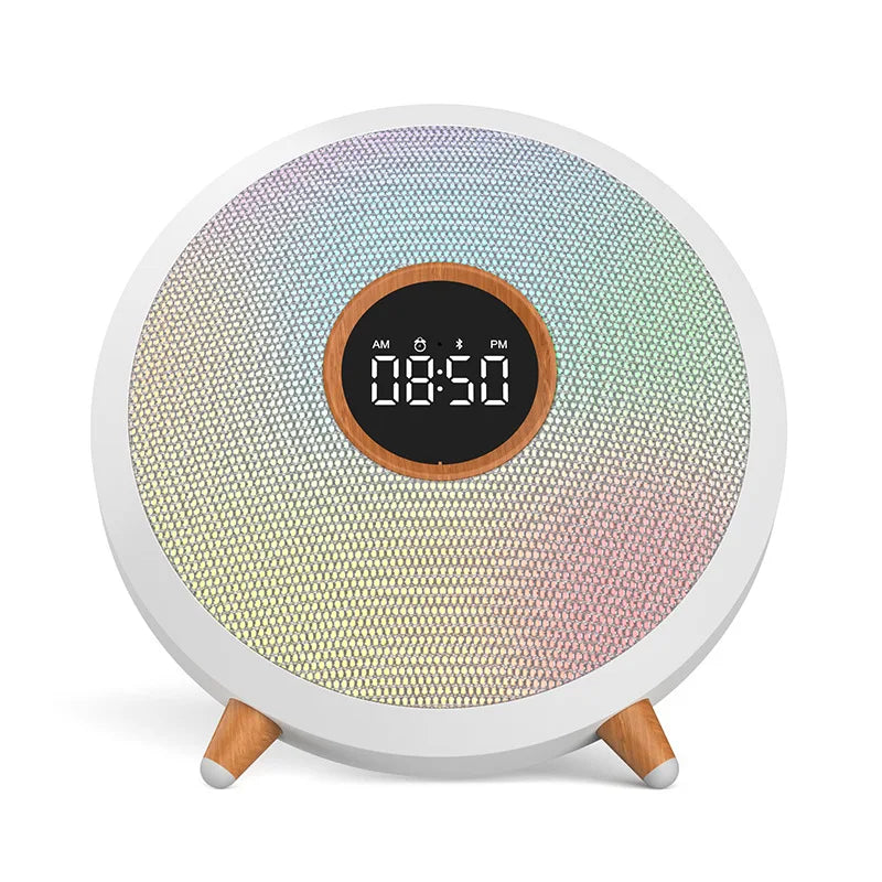 Portable Clock Bluetooth Speaker RGB Ambient Light Subwoofer Wireless Handsfree Call Music Player Support Alarm Clock USB TF AUX