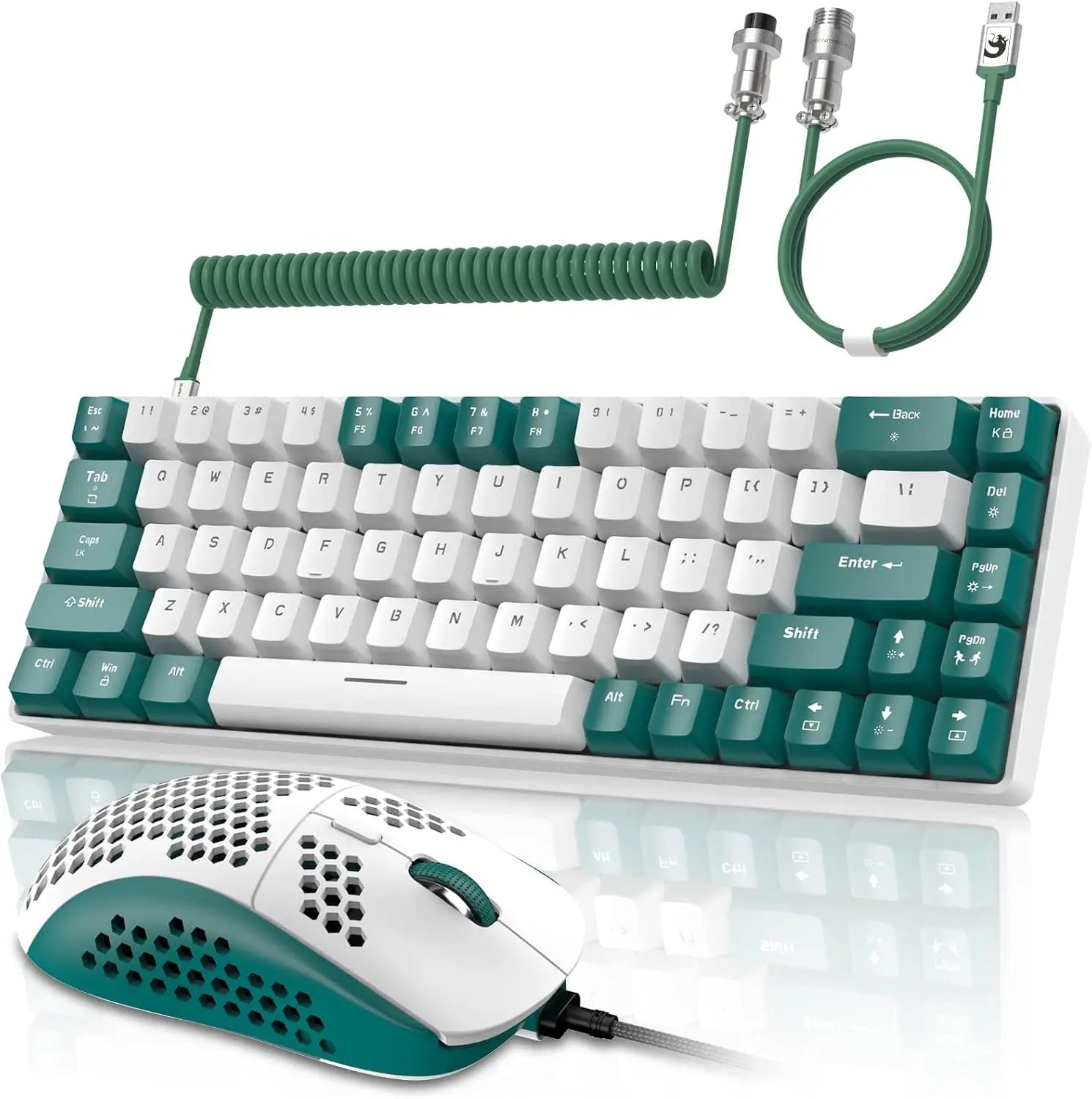 T8 Wired 65% Mechanical Gaming Keyboard and Mouse Combo, RGB Backlit Anti-ghosting TKL Mini 68 Key Coiled C to A Cable Tactile