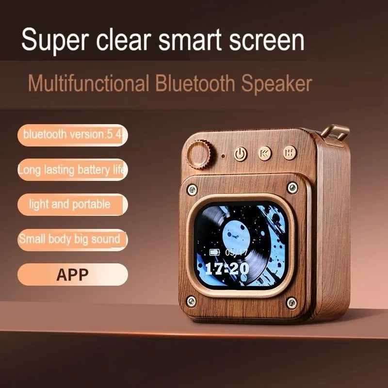 Vintage Bluetooth Speaker Multi-functional Smart Mini Speakers Outdoor Portable Soundbox Touchscreen Pocket Audio with TF Card