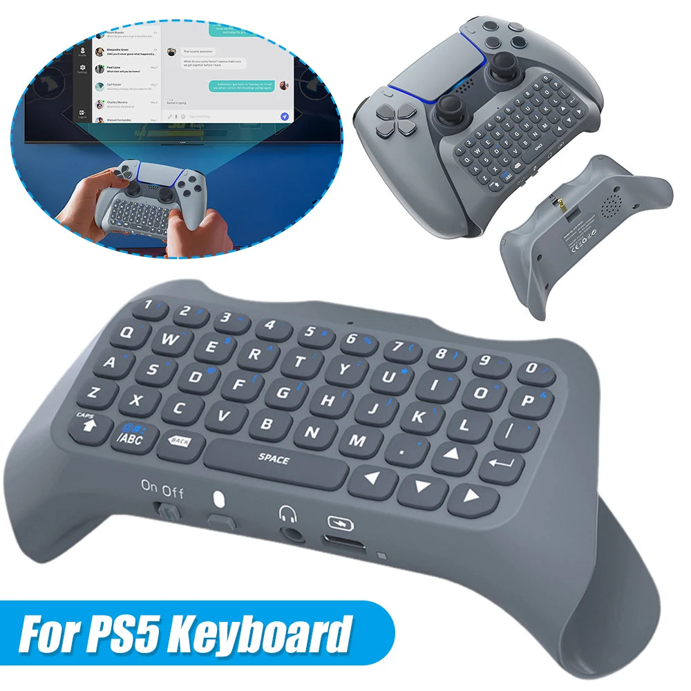 Wireless Controller Keyboard Bluetooth-Compatible 3.0 Controller Chat Pad 3.5mm Gaming Handle Keyboard for PS5 Gamepad